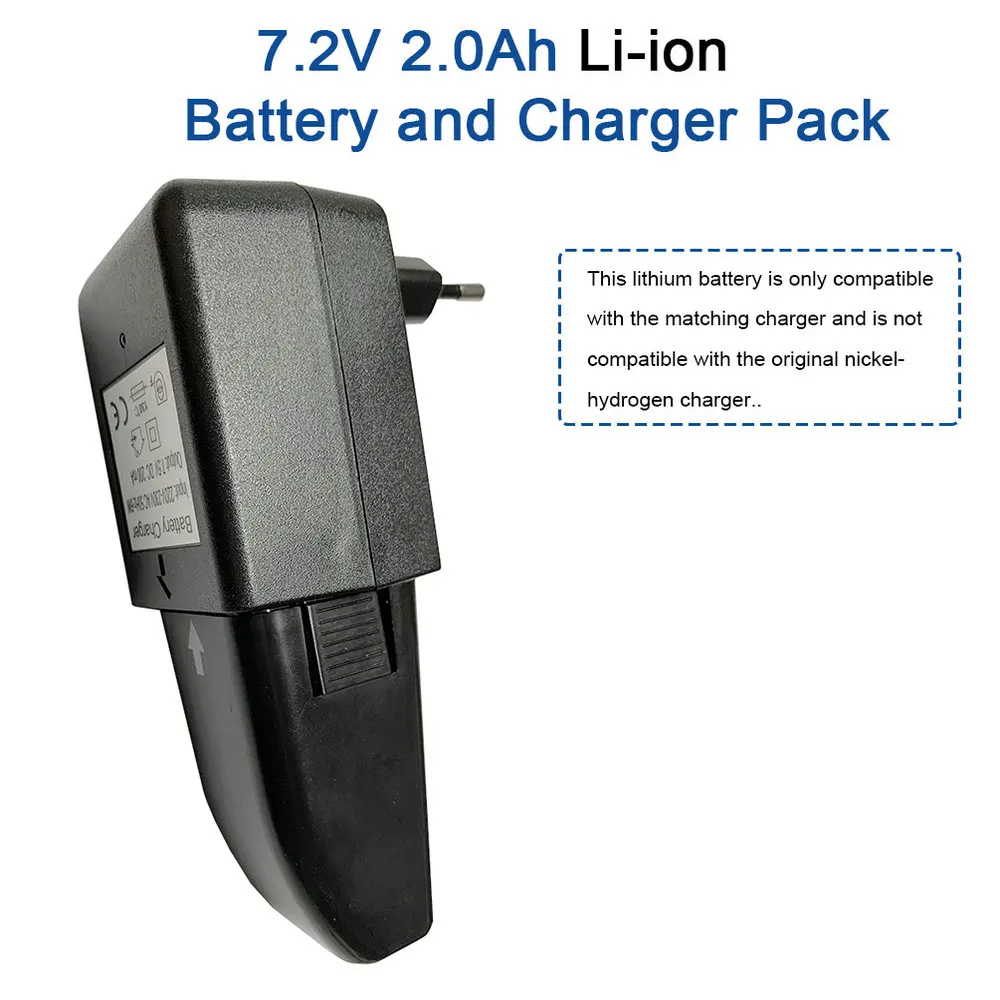 New Replacement 7.2V 2000mAh Li-ion Vacuum Cleaner Rechargeable Battery for Ontel Swivel Sweeper G1 & G2 and Charger Pack