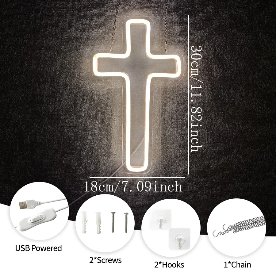 Cross Neon Sign,Jesus LED Neon Lights for Wall Art Decor for Bedroom Christening Day  Auditorium Wedding Christian Easter Gifts view 3