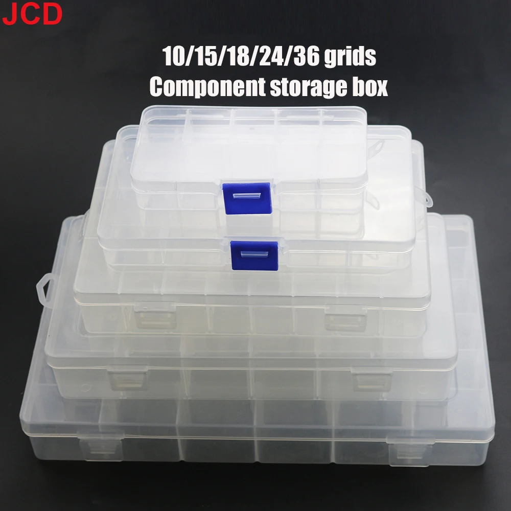 Portable Transparent Storage Box 10/15/18/24/36 Grids Plastic Organizer With Cover Box For Jewelry Earrings Screw Nails Parts