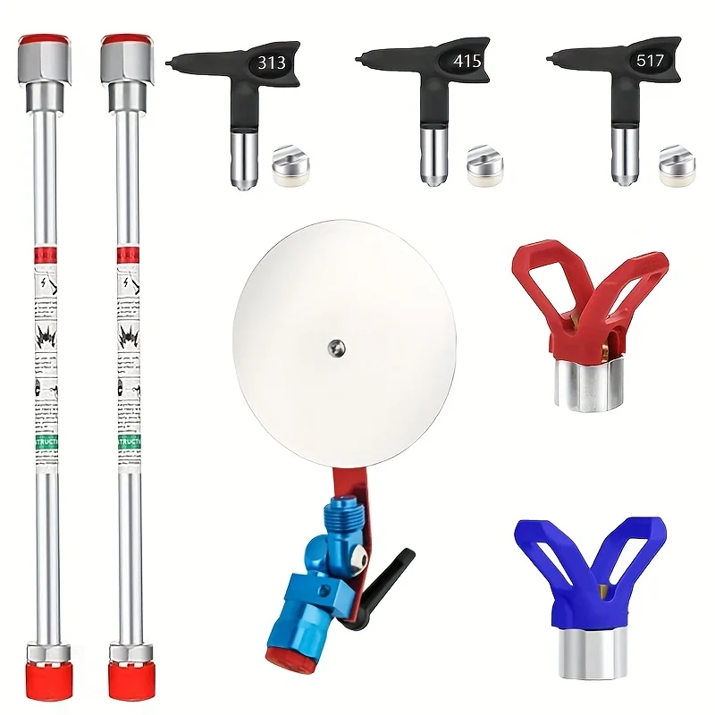 

8Pcs Airless Paint Sprayer Accessories Set Included 3Pcs Nozzle (313,415,517)&2Pcs Tip Guard &2 Pcs Spraying Gun Extension Rod(2