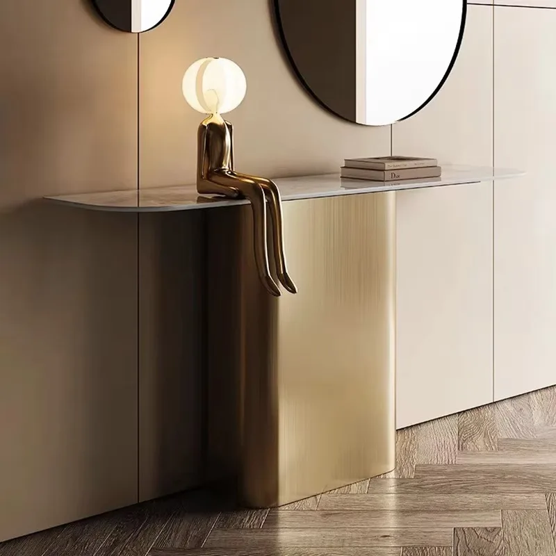 Mesa consola moderna para pasillo y vestíbulo, mesa consola de Metal Vintage, muebles nórdicos de mármol para sala de estar