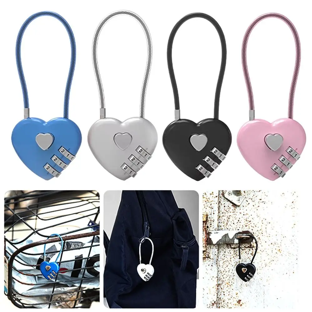 Herramienta de seguridad estilo corazón amor contraseña bloqueo 3 dígitos contraseña código candado cerradura concéntrica mochila