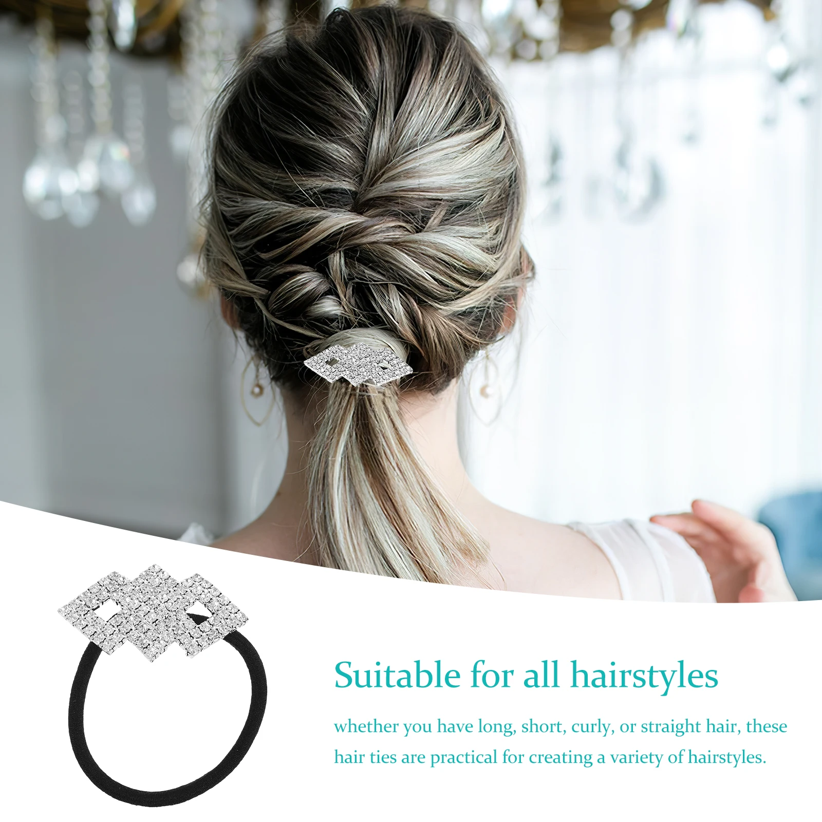 

Crystal Hair Rope Tiara Decorative Punk Rhinestone Elastic Woman Large Sparkly Bands Accessories Stylish Fashion Hair Care