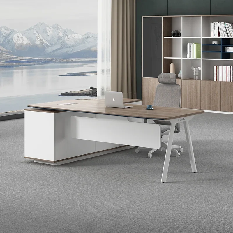 

Столы для комнаты Pliante Qimink Офисный компьютер Современный дизайнерский гладкий L-образный стол для мастерской Офисный стол Шкаф Мебель для бюро