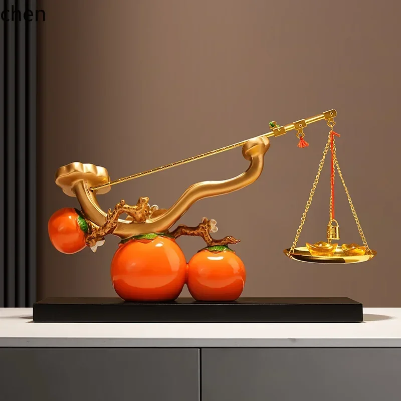 ZML Auspicious Persimmon Ornament for Living Room, Entryway, TV Cabinet Decoration, Housewarming Gift