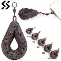 Sougayilang 5pcs Fishing Lead Weights-Teardrop Shape with Coated Surface-Hollow Carp Weights for Slow Release Bait-Fits Any Clip