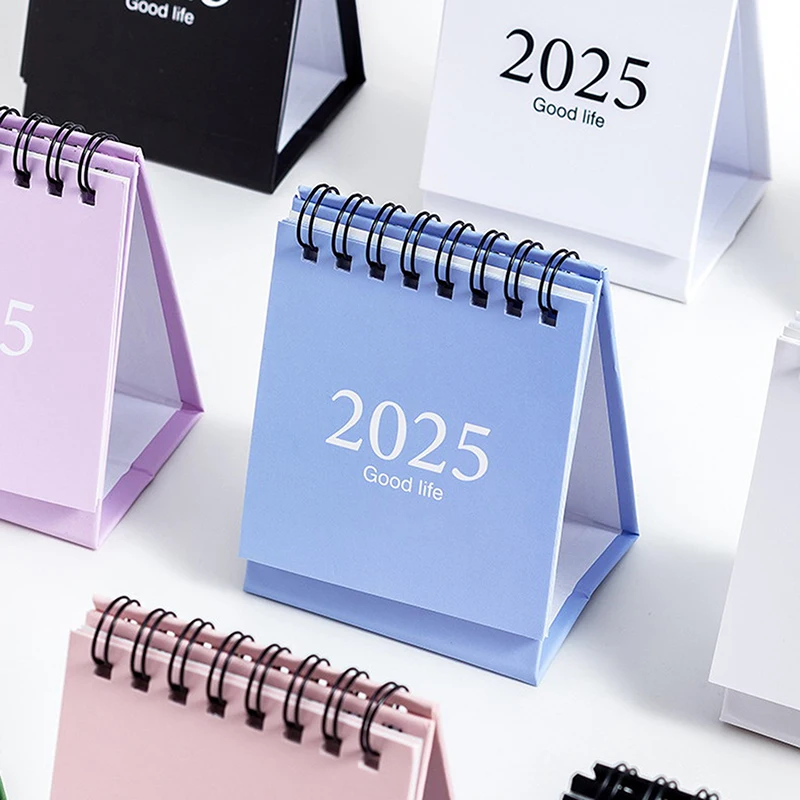 Y 2025 Mini Simple Small Desk Calendar Pocket Portable Calendar Punch Plan Desktop Decoration