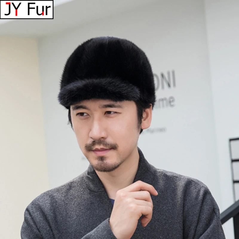 

Hot Hale Men Real Mink Fur Straw Hats Men Winter Hats Mink Fur Hats Street Trendy Hip-hop Hat Caps Brimless Cap Beanies For Men