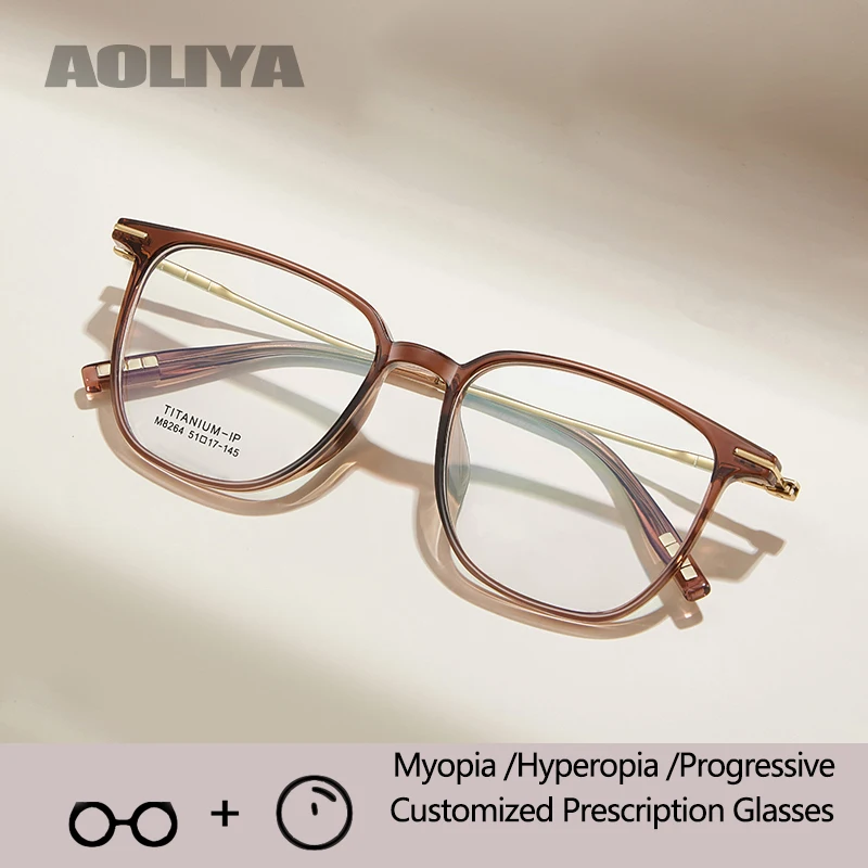

AOLIYA Retro Eyeglasses Ultra light Pure Titanium TR90 Eyewear Myopia Hyperopia ADD Optical Prescription Eyeglasses Man Woman