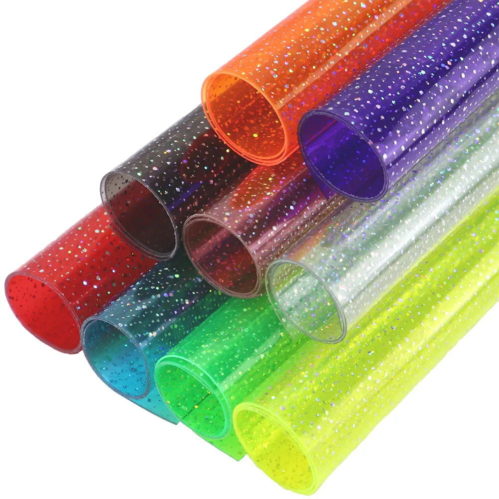 30x120cm rolka 0.5mm przezroczysta winylowa galaretka tkanina pcv skóra ze srebrną kropką na torby kokardki DIY BH459