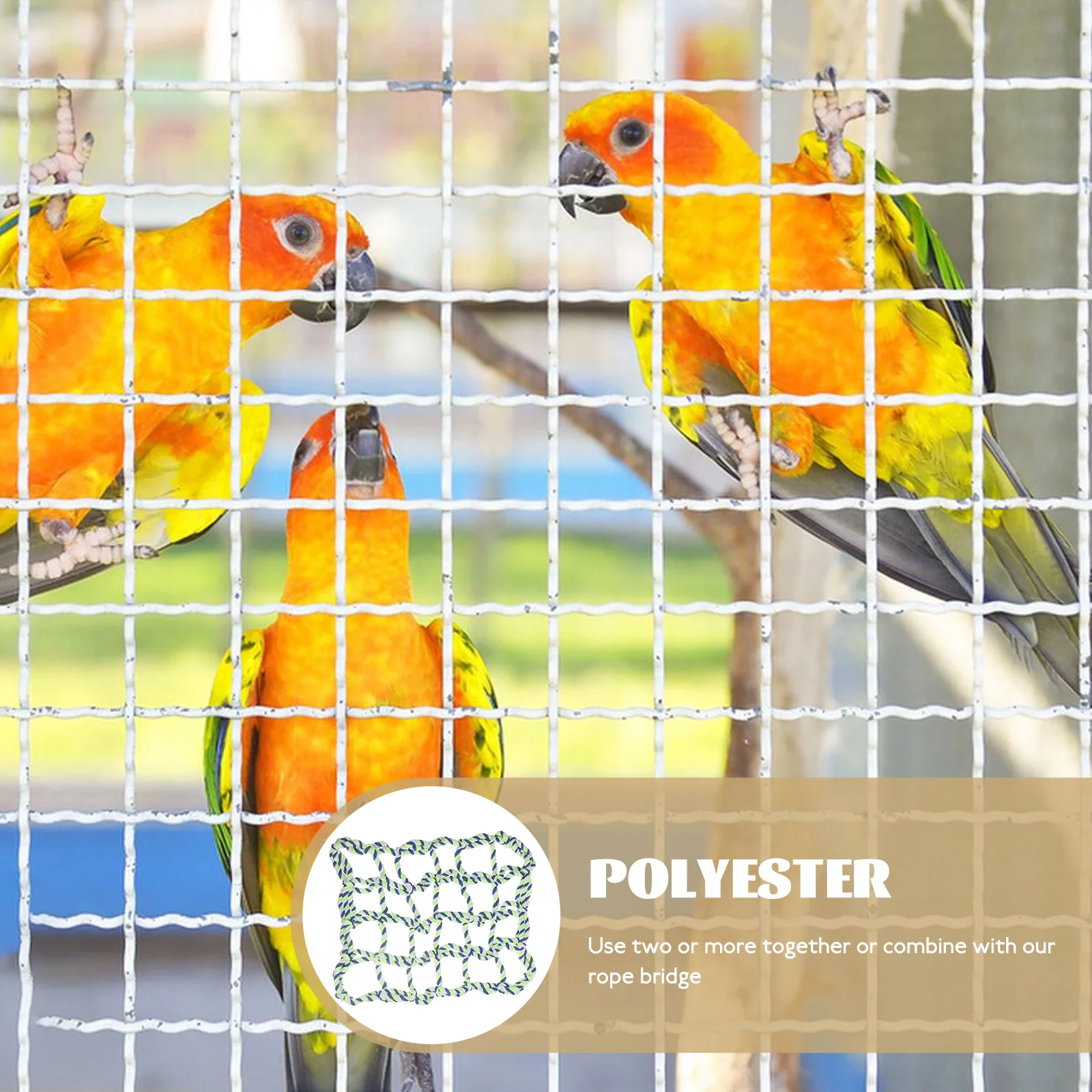 

Colorful Climbing Net for Hamsters Rats Ferrets Parrot Bird Hammock Woven Rope Activity Toy with 4 Metal Buckles Environmentally