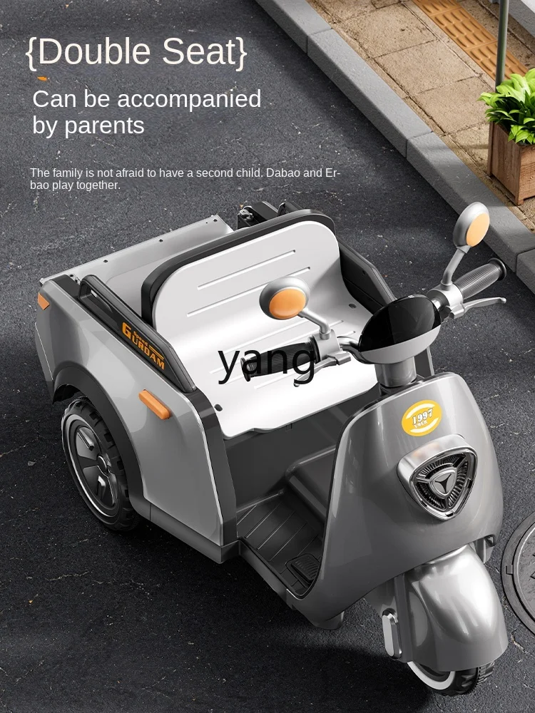 CX Children\'s Electric Motorcycle Tricycle Boys and Girls Baby Car Children Can Sit and Charge Double Remote Control Toy Car