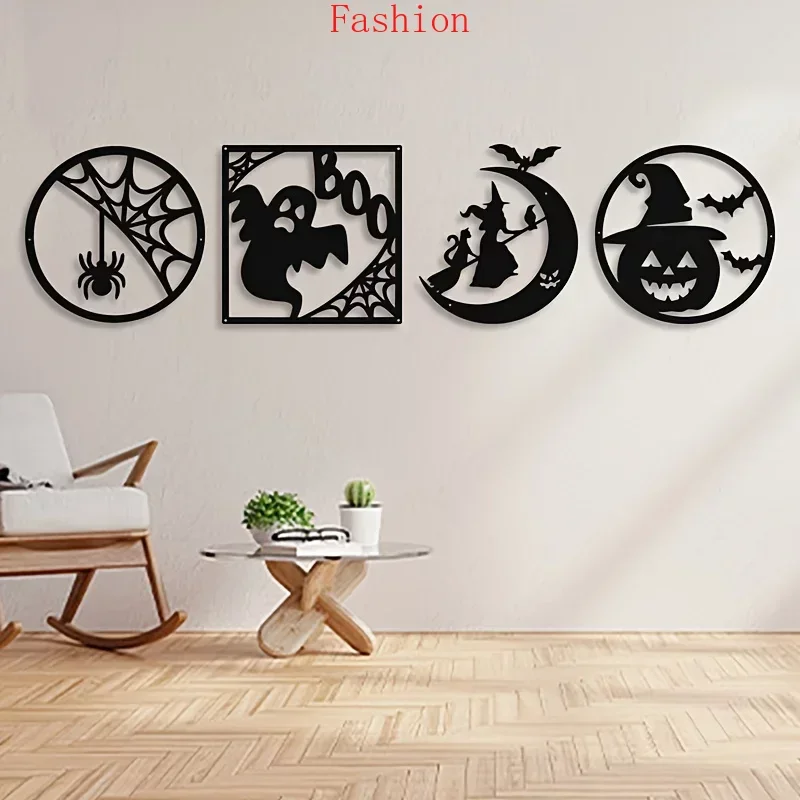 

Metal Wall Hanging Decor Halloween Witch Cat Ghost Pumpkin Bat Spider Pattern Boys Girls Room Kindergarten Livingroom Bedroom wa