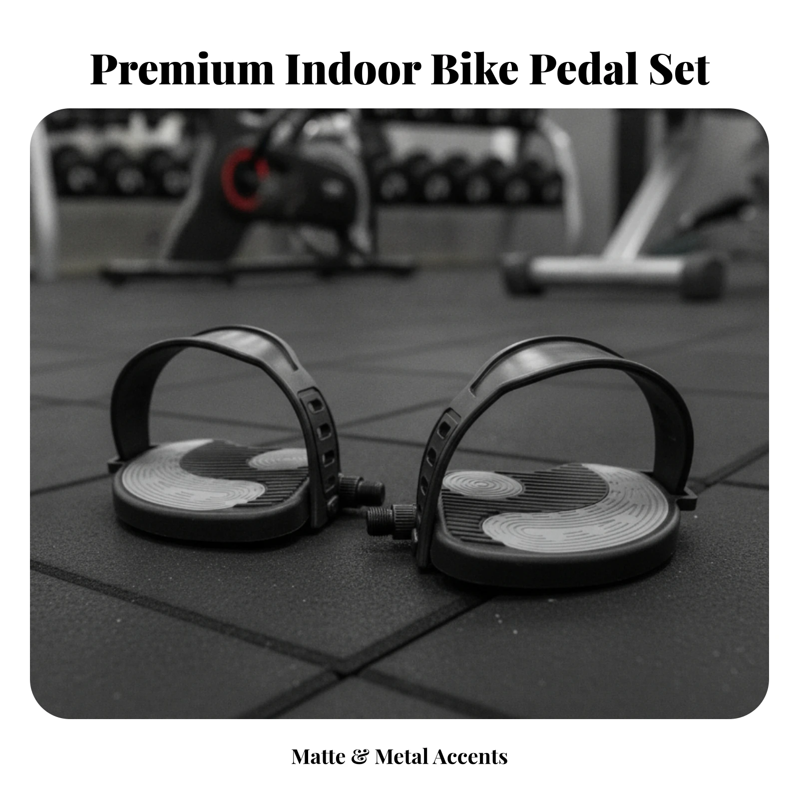Exercise Bike Pedals with Toe Cage Non-Slip Stationary Bike Pedals with Straps Threaded for Cyclists, Home Workouts