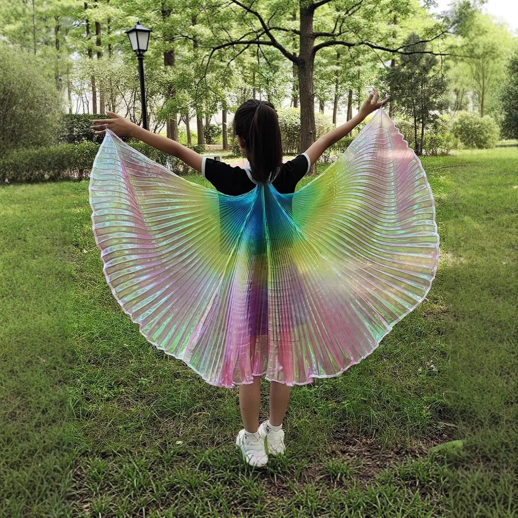 Bauchtanz Kostüm Umhang Neckholder Hand Haken Stil Laufsteg Leistung Prop Modell Flügel Drei Farbe Transparent Kinder