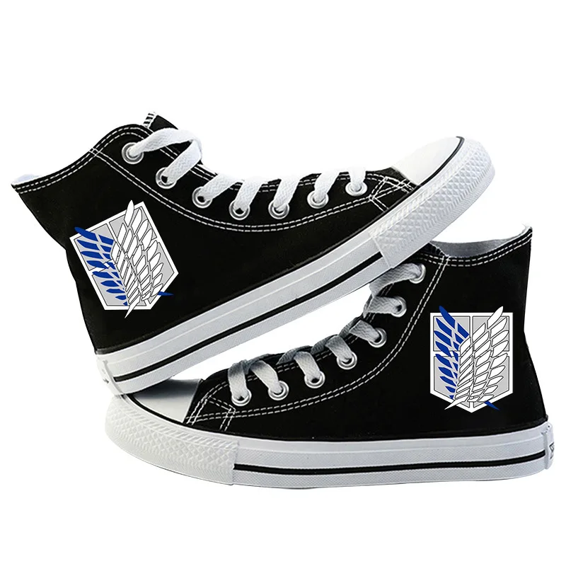 Japońskie Anime atak na tytan Cosplay na co dzień buty na wysokiej platformie Shingeki No Kyojin płócienne buty dziewczęce chłopięce sportowe na prezent