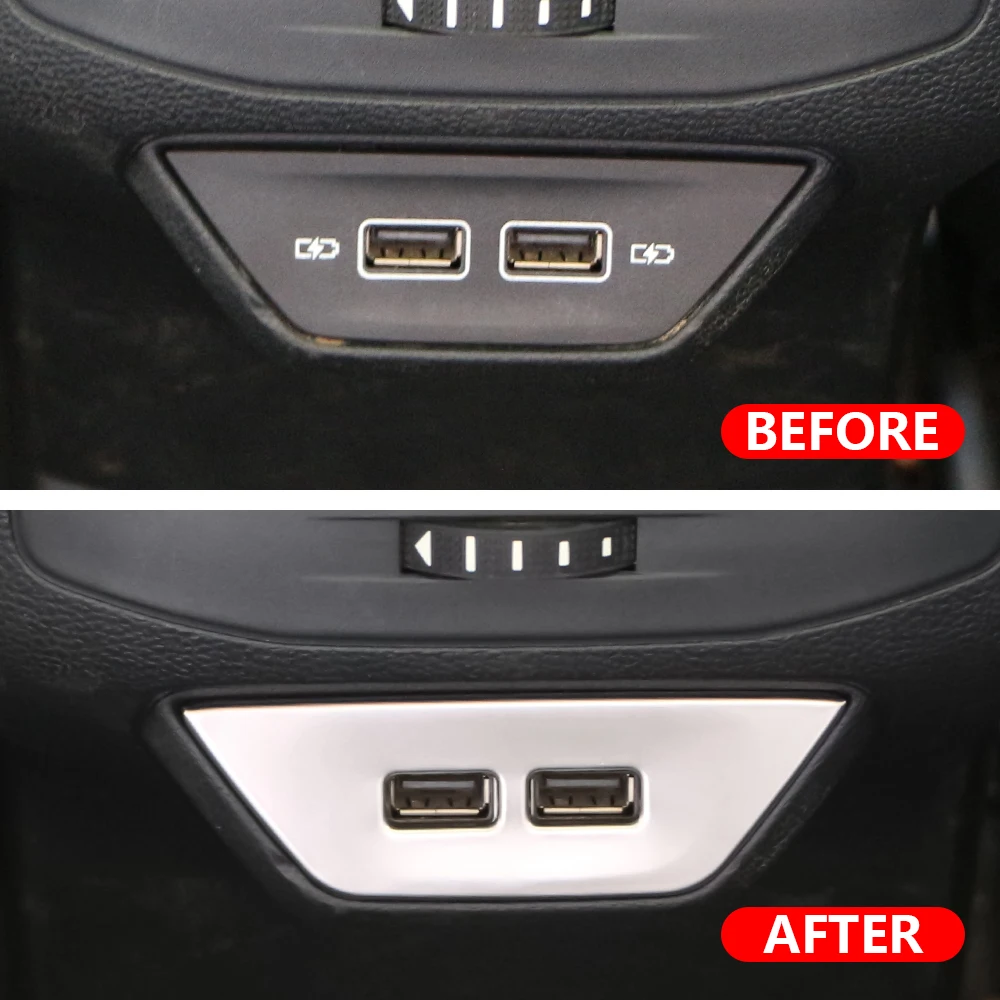 

Car Rear USB Cover for Volkswagen T-ROC Troc 2018-2023 Interface Decoration Stainless Steel Accessories