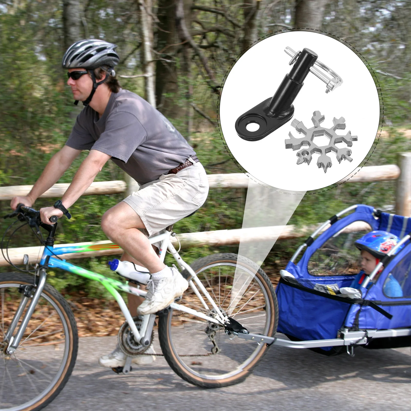 

1Set Bike Trailer Coupler Iron Heavy Duty Attachment for Kids Trailer Stability Bike Accessory Cycling Adapter Coupler