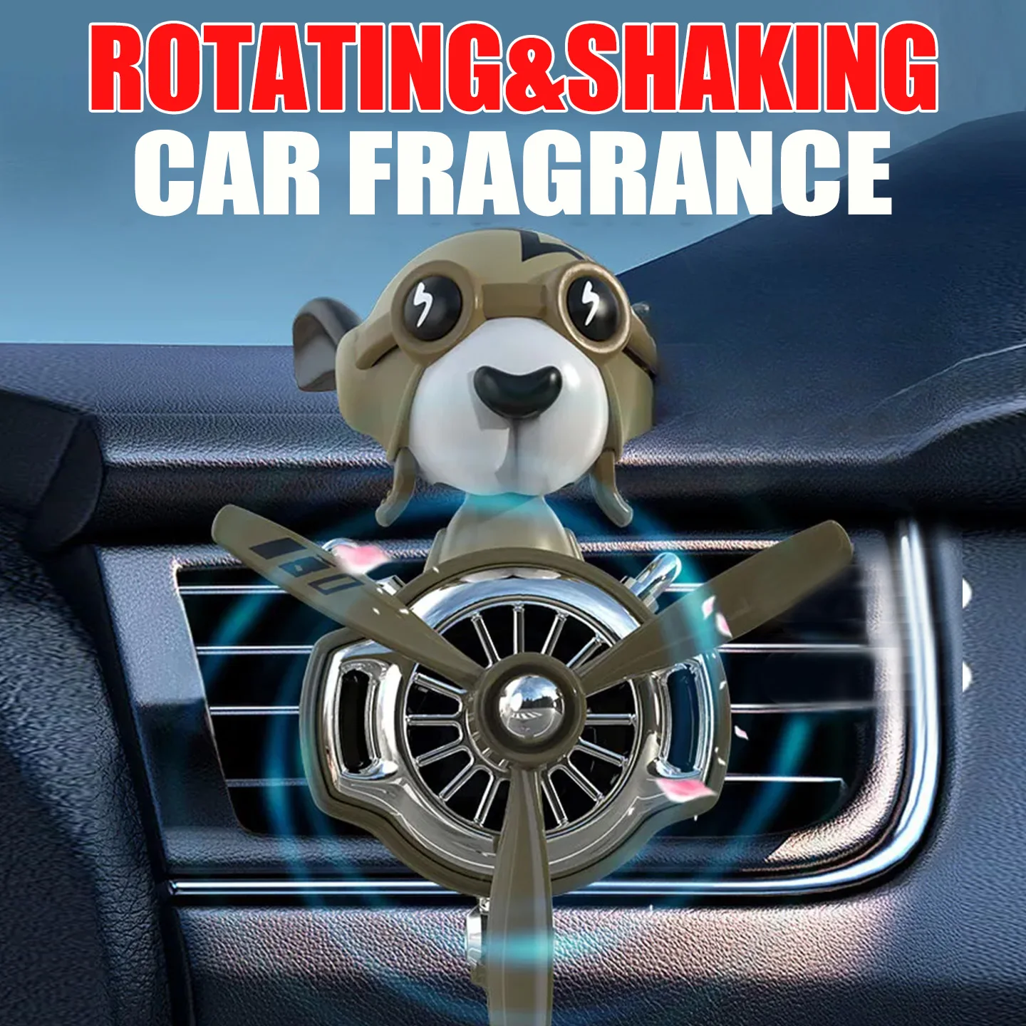 Kopfschüttelnder Pilot Auto-Lufterfrischer mit rotierendem Propeller, coole und lustige Hunde-Accessoires, Deko-Ornament, Duftdiffusor