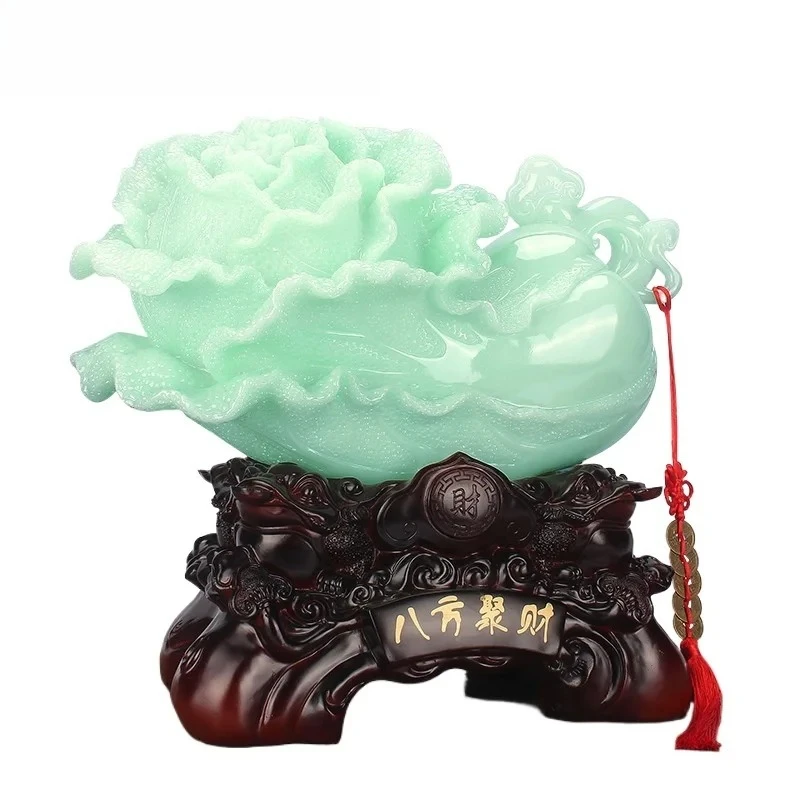 1 piece of natural material jade cabbage model handicraft Feng Shui decoration living room decoration  office decoration