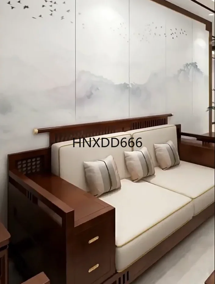 New Chinese solid wood sofa modern combination simple living room zen furniture