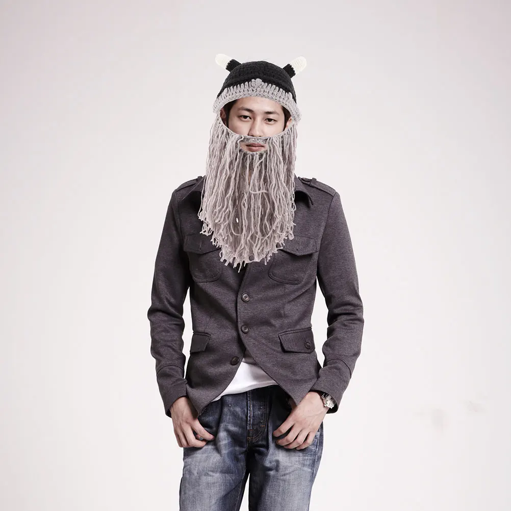 

Hat Accessory Short Outdoor Part Hat Viking Cap Viking Knitting Cap Long Beard Horns Men Women Cosplay Gathering Outdoor