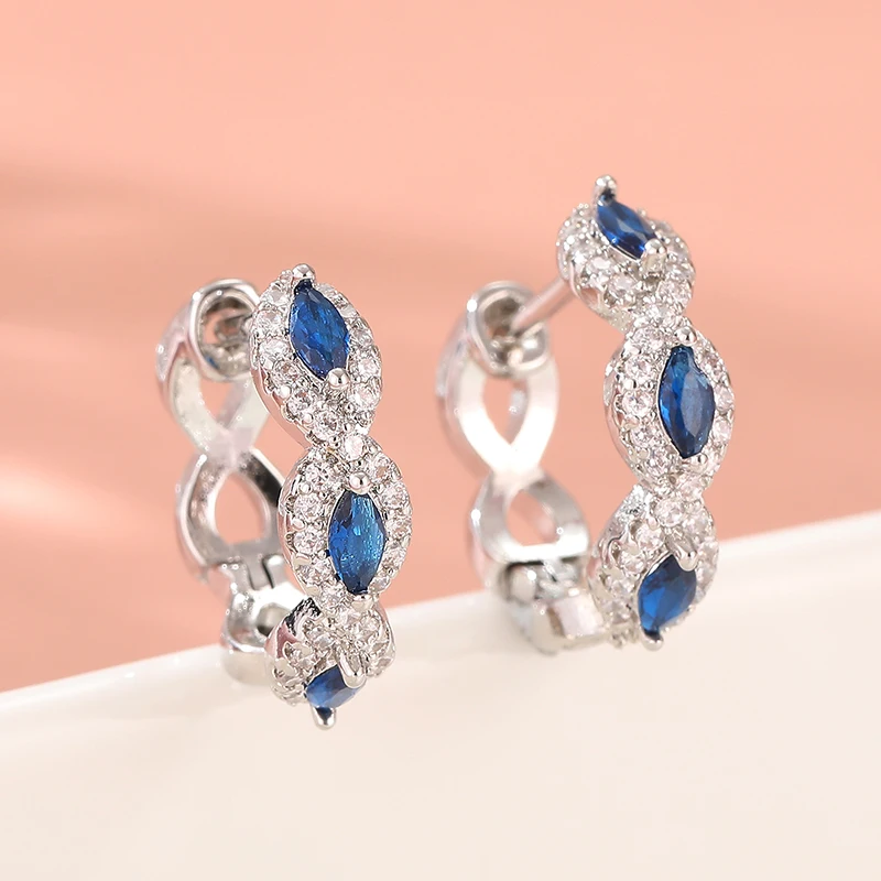 Изысканные и модные декоративные серьги с синими каплями воды из синтетического циркона, элегантные серьги для женщин-банкетов
