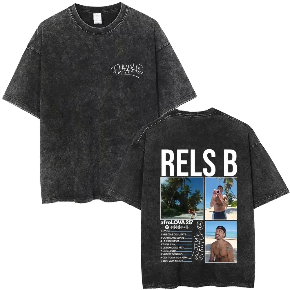 Camiseta Gráfica Vintage Rels B AfroLOVA 25, Estilo Rap, Unisex, para Hombre, Moderna, Hip Hop, Oversize, 100% Algodón, Cuello Redondo