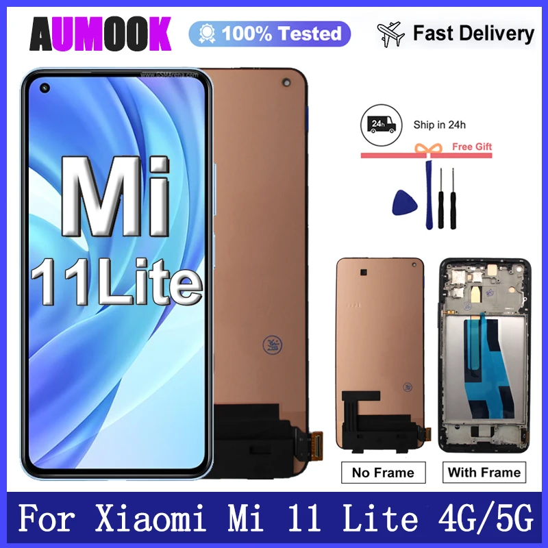 Nouvel écran AMOLED pour Xiaomi Mi 11 Lite, écran tactile LCD, ensemble numériseur pour Xiaomi Mi 11 Lite 5G, remplacement d'écran