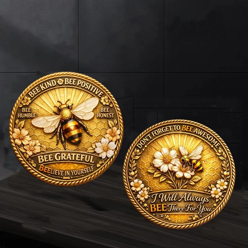 1pc Bee Kind Bee Positive Commemorative Coin Beelieve in Yourself Challenge Coin Cute Animal Souvenir Gifts for Family Friends