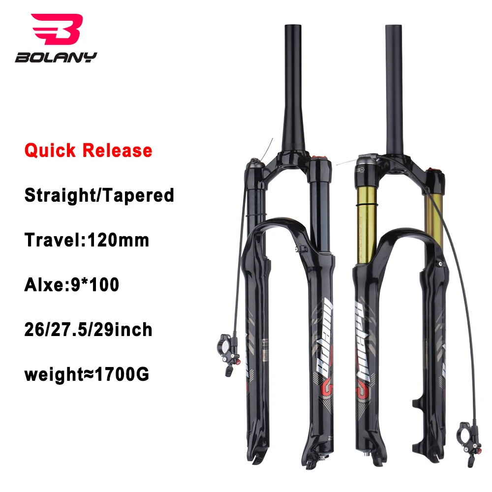 Bolay MTB suspension air oil front fork magnesium alloy shock absorber fork stroke 120mm 26/27.5/29 