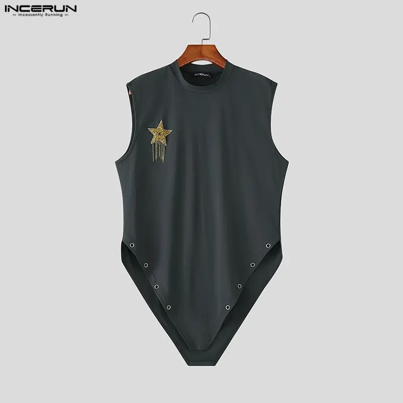 INCERUN Herren Unregelmäßige Tanktops Patchwork O-Ausschnitt Ärmellos Herrenbekleidung Sommer Streetwear 2026 Mode Lässige Oberteile für Männer S-5XL