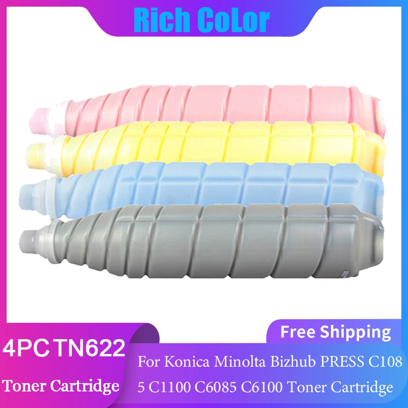 

4PC TN622 For Konica Minolta Bizhub PRESS C1085 C1100 C6085 C6100 Toner Cartridge New Compatible Japan Color Copier