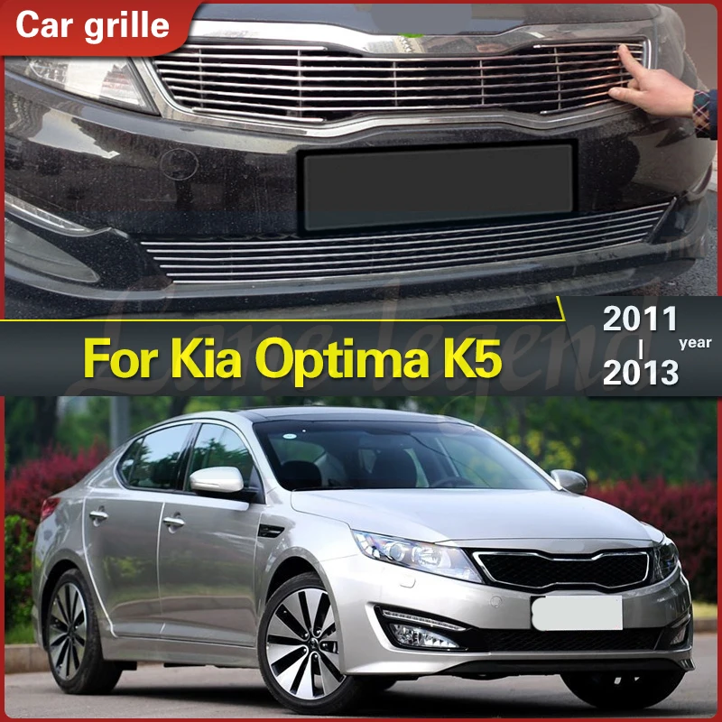 

High Quality Stainless Steel Front Grille Around Trim Racing Grills Trim Honeycomb Mesh Body Kit for KIA Optima/K5 2011-2013