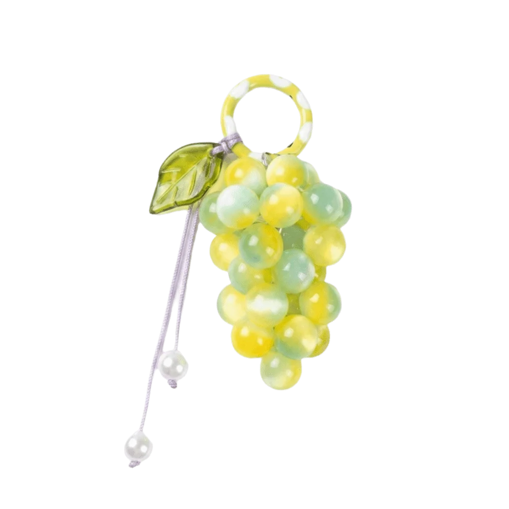 Niedlicher Schlüsselanhänger aus Legierung in Traubenform, glasierter Mini-Frucht-Schlüsselring, leichter Perlen-Taschenanhänger für Damen – Detail 6