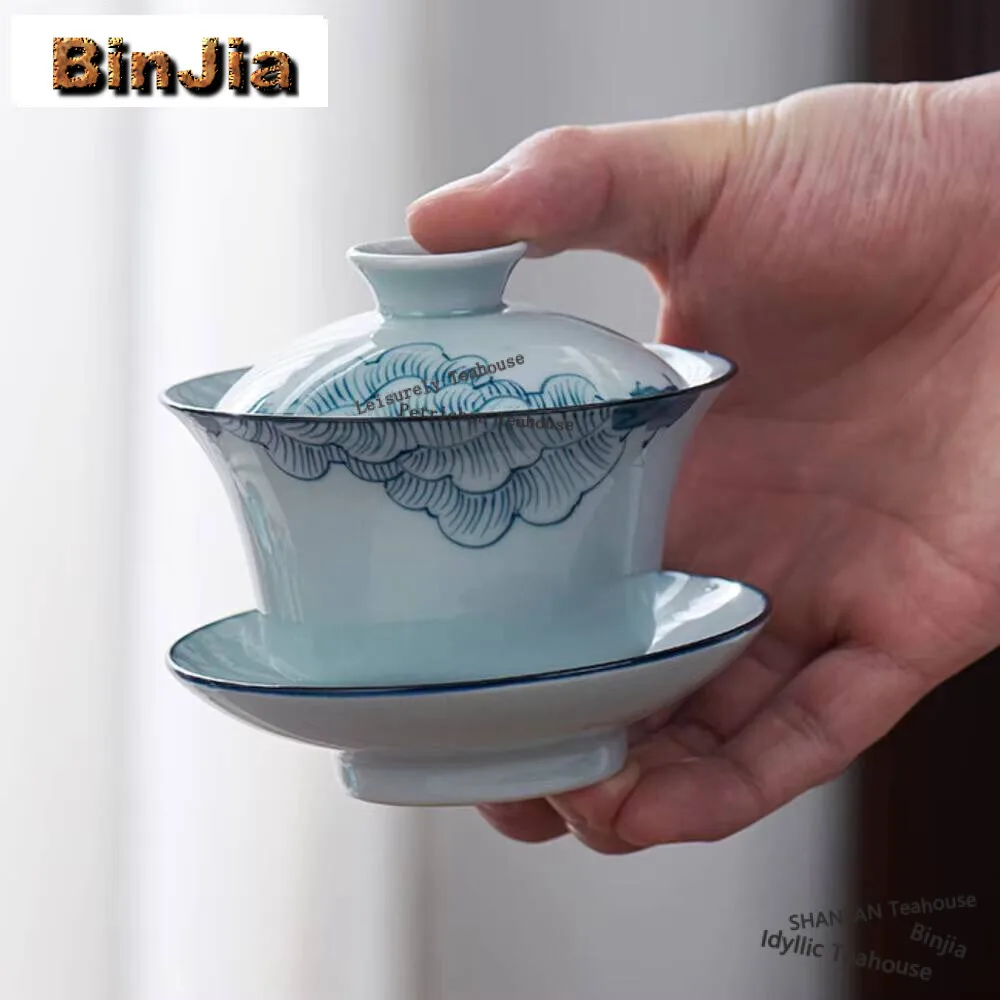 

175 мл ручная роспись чайного чая с гибискусом, чашка Sancai, фарфоровые миски, блюдце Sopera, молочный улун, домашняя чайная посуда, коллекция