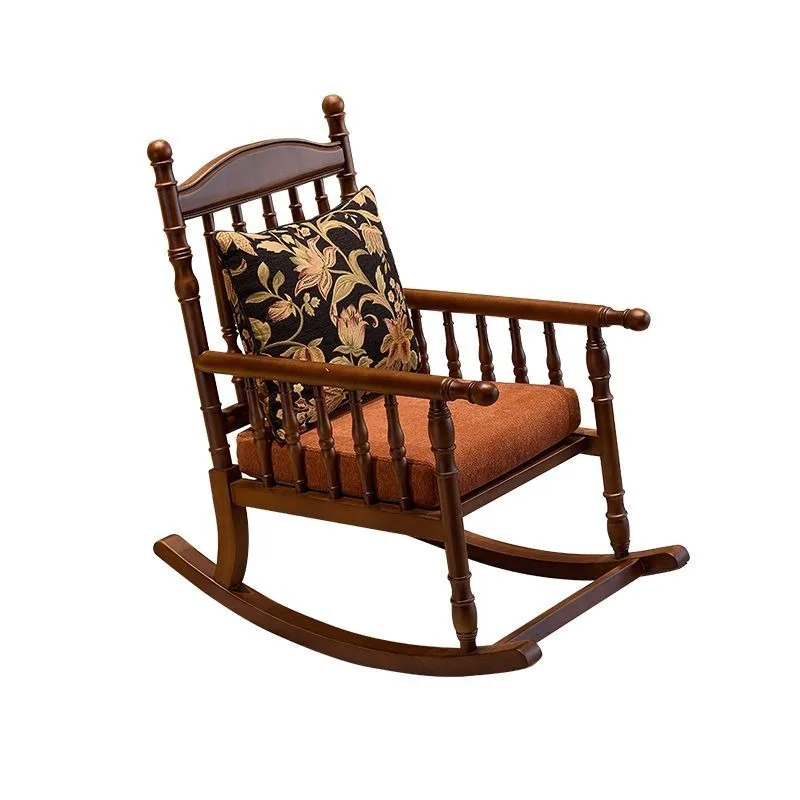 

Retro solid wood recliner, single sofa chair, living room balcony