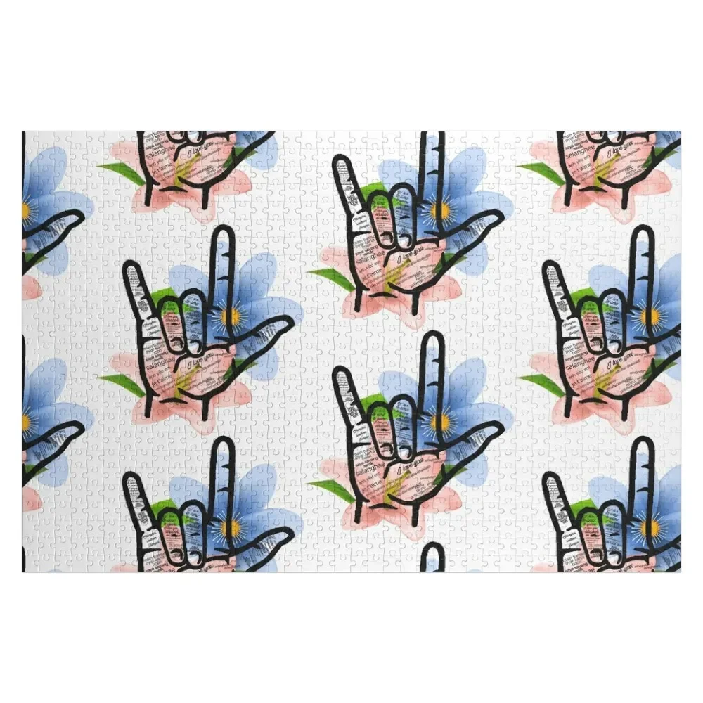 

ASL Sign I Love You In 40 Different Languages Jigsaw Puzzle Personalized Baby Object Customizeds For Kids Puzzle