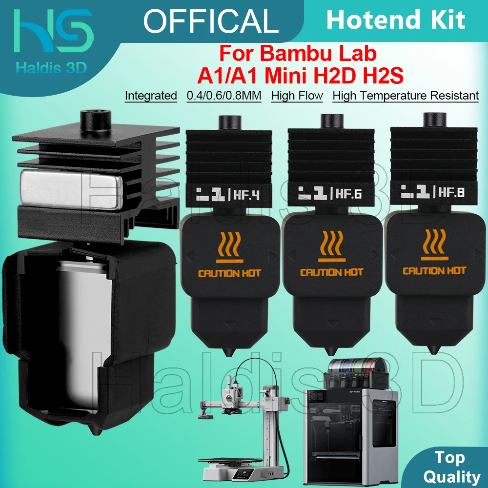

Hotend Kit For Bambu Lab A1/A1 Mini 0.4/0.6/0.8mm High Flow Integrated Hot End For Bambulab H2D H2S 3D Printer Replacement Part
