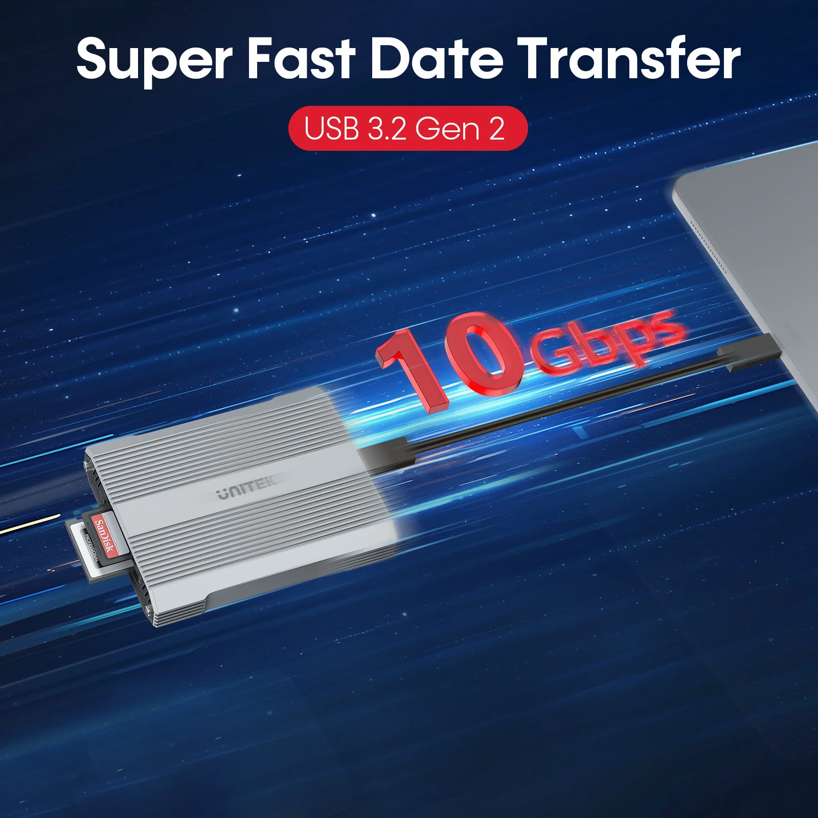 Lector de tarjetas USB 4 en 1 de 10Gbps Hub a SD4.0 MicroSD CFexpress tipo B tarjeta de memoria USB-A 3,2 Gen2 adaptador Plug & Play para iPhone 16