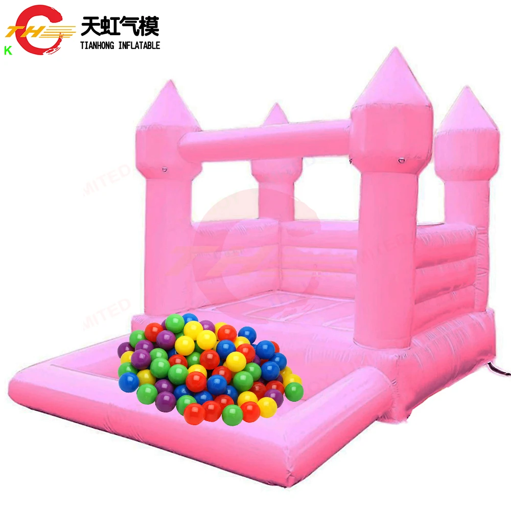 Free Door Shipping 3x2.5m Pink/White Inflatable Bouncy Castle with Ball Pool Durable Bounce House for Kids