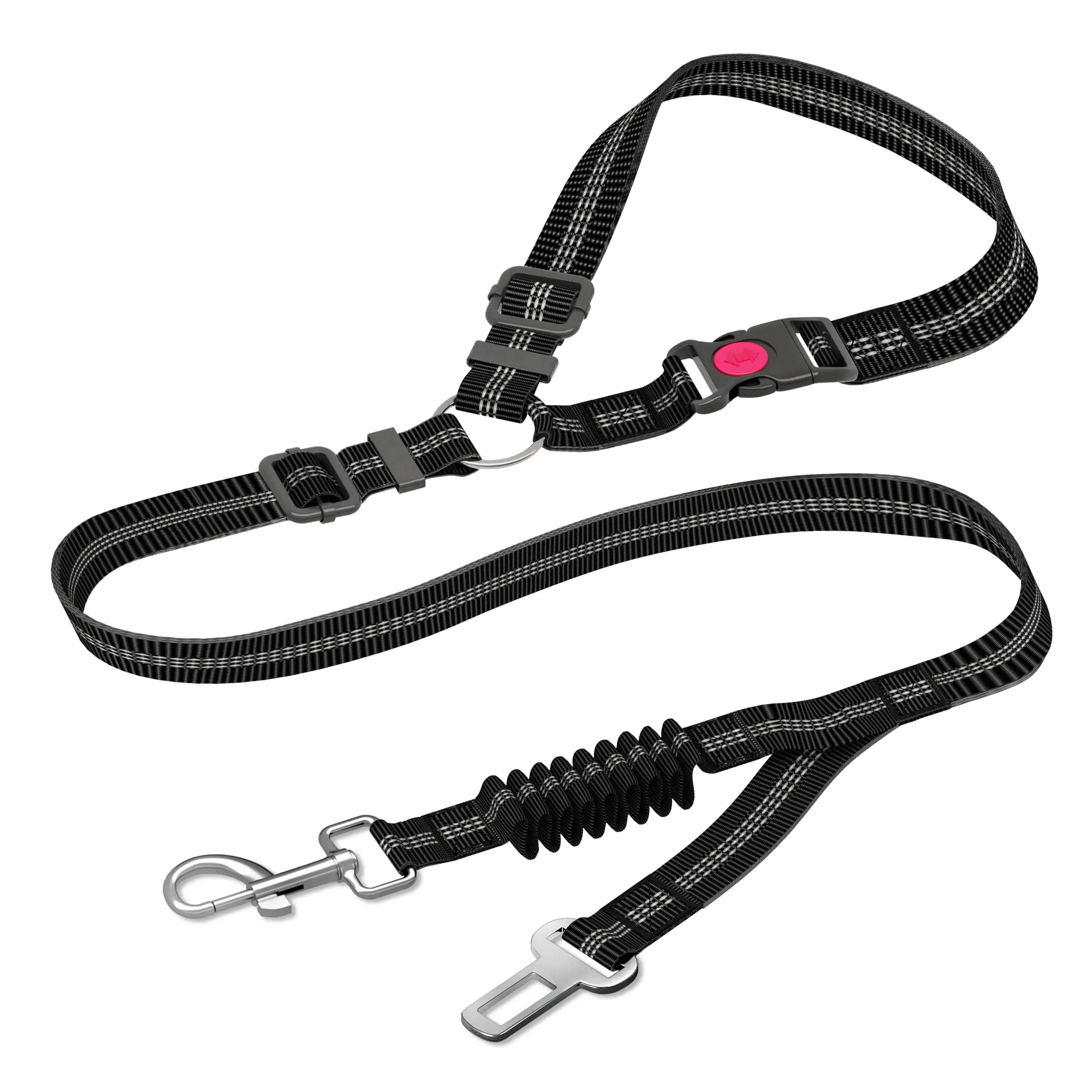 【HOT】2024 Adjustable And Heavy Duty Dog Car Seat Belt - Striped Nylon Large Dog Traction Rope for Car Rides