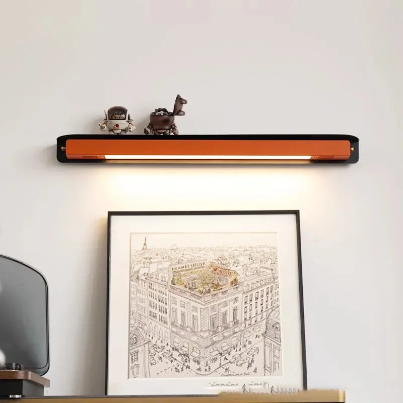 Creative Black Orange Metal Long Strip Wall Lamps Acrylic Lampshade Art Decoration Hotel Bathroom Living Room Restaurant Sconces