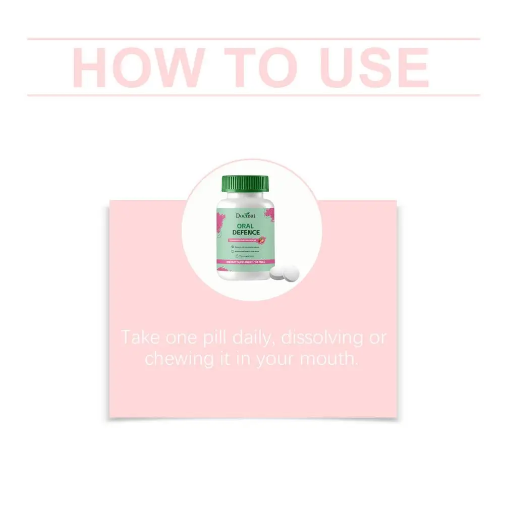 Docteat Strawberry Flavor for Oral Microbiome Balance with Hydroxyapatite Xylitol & Probiotic Complex and Daily Cleaning 60Pills - view 6