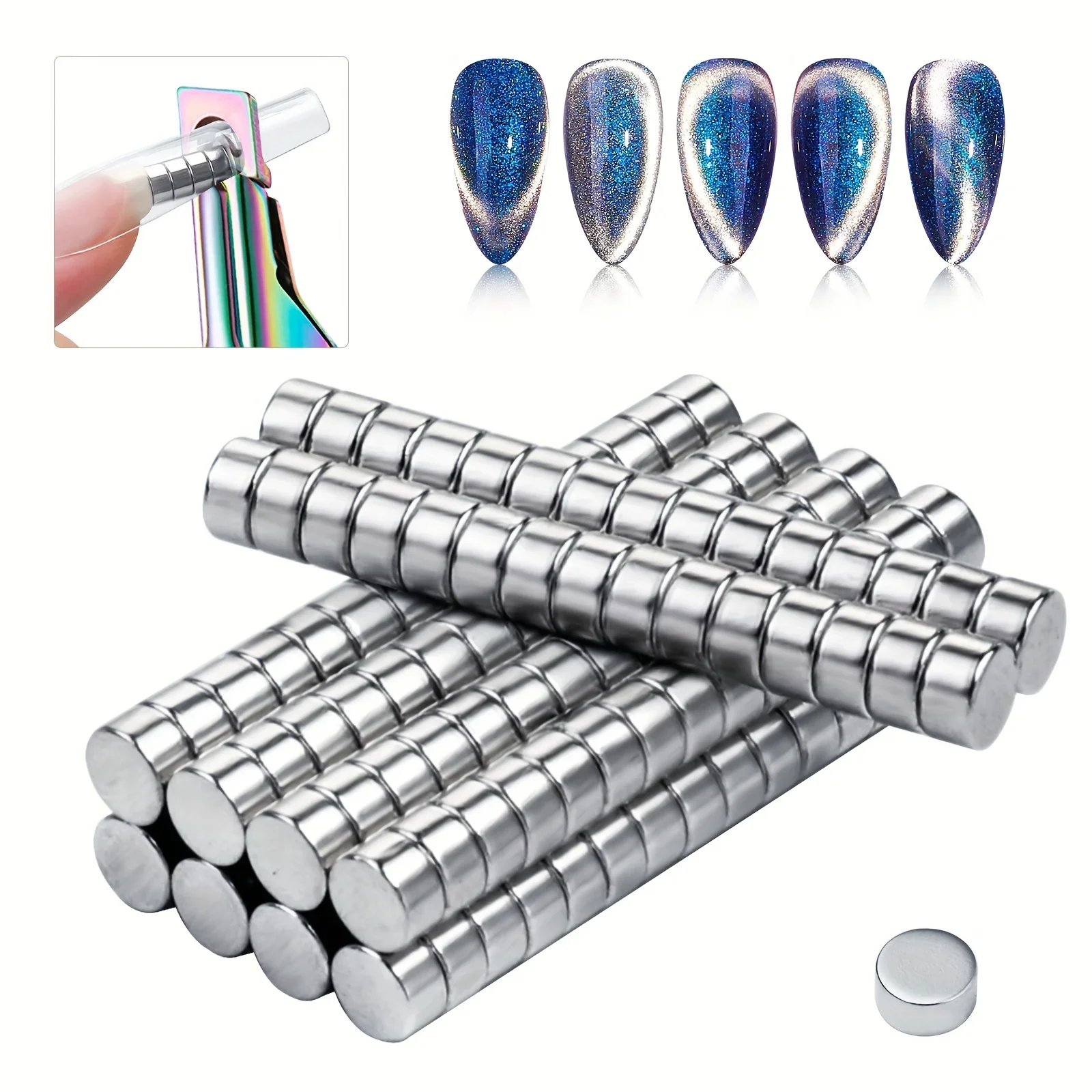 10/50pcs/set Cylindrical Multifunctional Cat Eye Magnet For UV/LED Gel Nail Art Design Strong Nail Magnetic Stick Manicure Tools