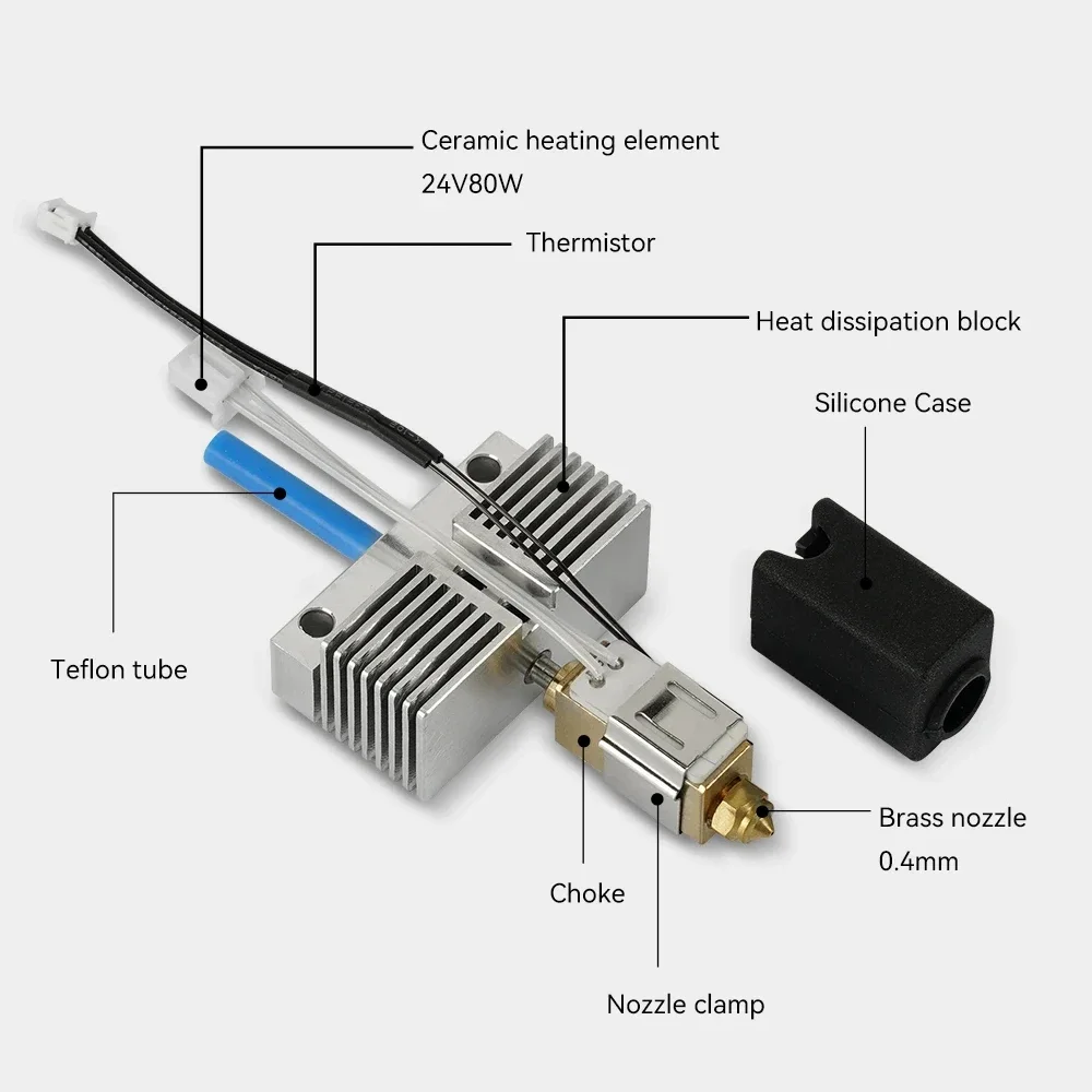 Kit Hotend per stampante 3D Neptune 4 PLUS/4 MAX assemblare completamente Hotend interamente in metallo con accessori per stampanti 3D con ugello