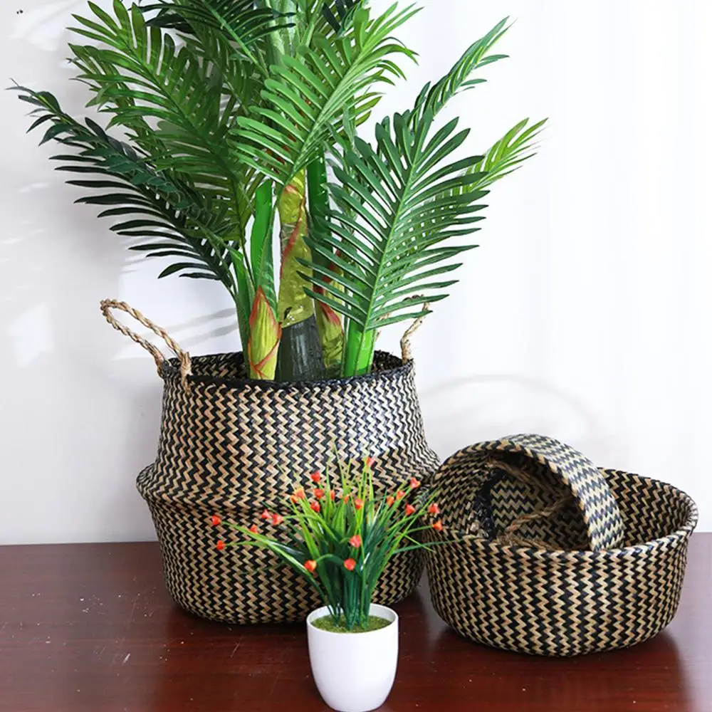 Handmade Seagrass Storage Basket Flower Pot Rattan Container Toys Organizer Holder Laundry Basket Home Decor Dropshipping