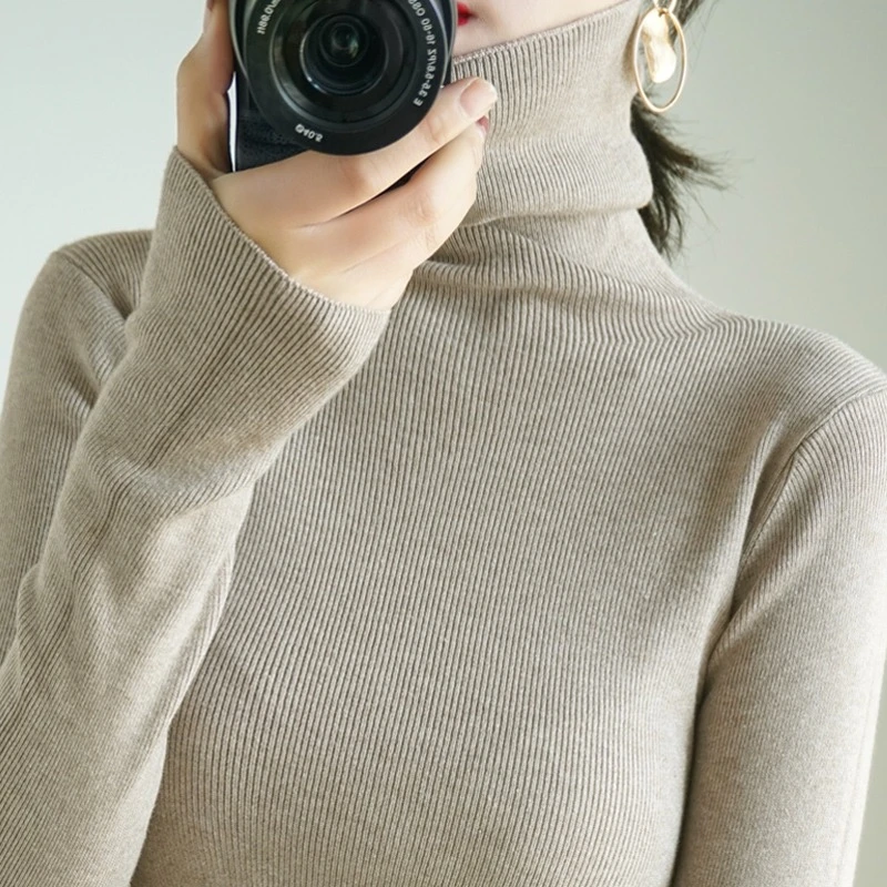 2025 Korean Chic Casual Versatile Knitted Solid Slim Pullover Autumn Winter Turtleneck Women Sweater Female Simple Warm Jumpers