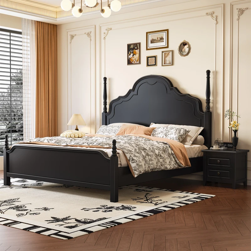 

Minimalist Home 180x200cm Bed Black Frame Designer Bedroom Double Bed Storage Customizable Cama De Casal Space Saving Furniture