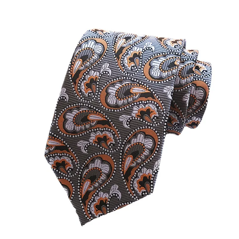 8CM Hot Sale New Fashion Paisley Cashew Floral Polyester Jacquard Tie Formal Business Wedding Neckties Gifts